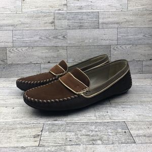 Robert Zur Womens Shoes Size 8 M  Driving Loafers Brown Metallic Leather